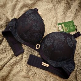 Biustonosz Unoszący Koronkowy MEGA PUSH-UP Efekt Ręki Granatowy